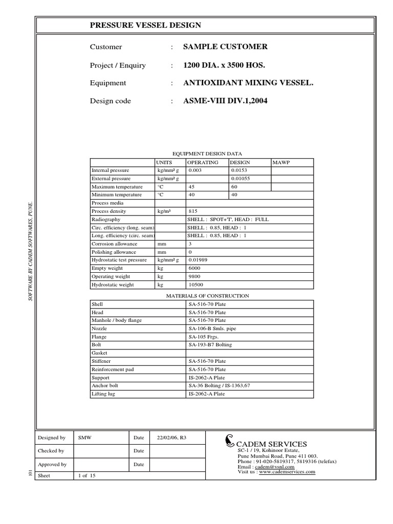Sample ASM VII Pressure vessel calculation sheet.pdf Nature Mathematics