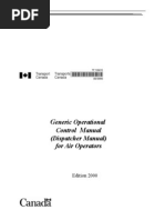 
Generic Operational 
Control  Manual
(Dispatcher Manual)
for Air Operator