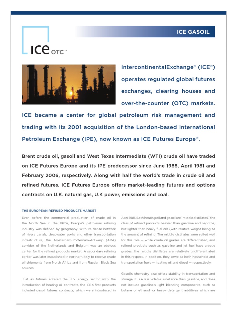 ICE Gasoil Brochure PDF PDF Futures Contract Option (Finance)
