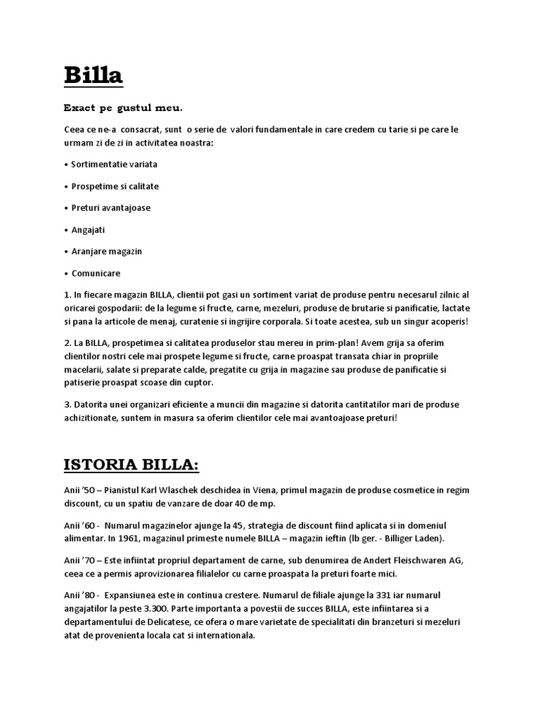 Billa | PDF