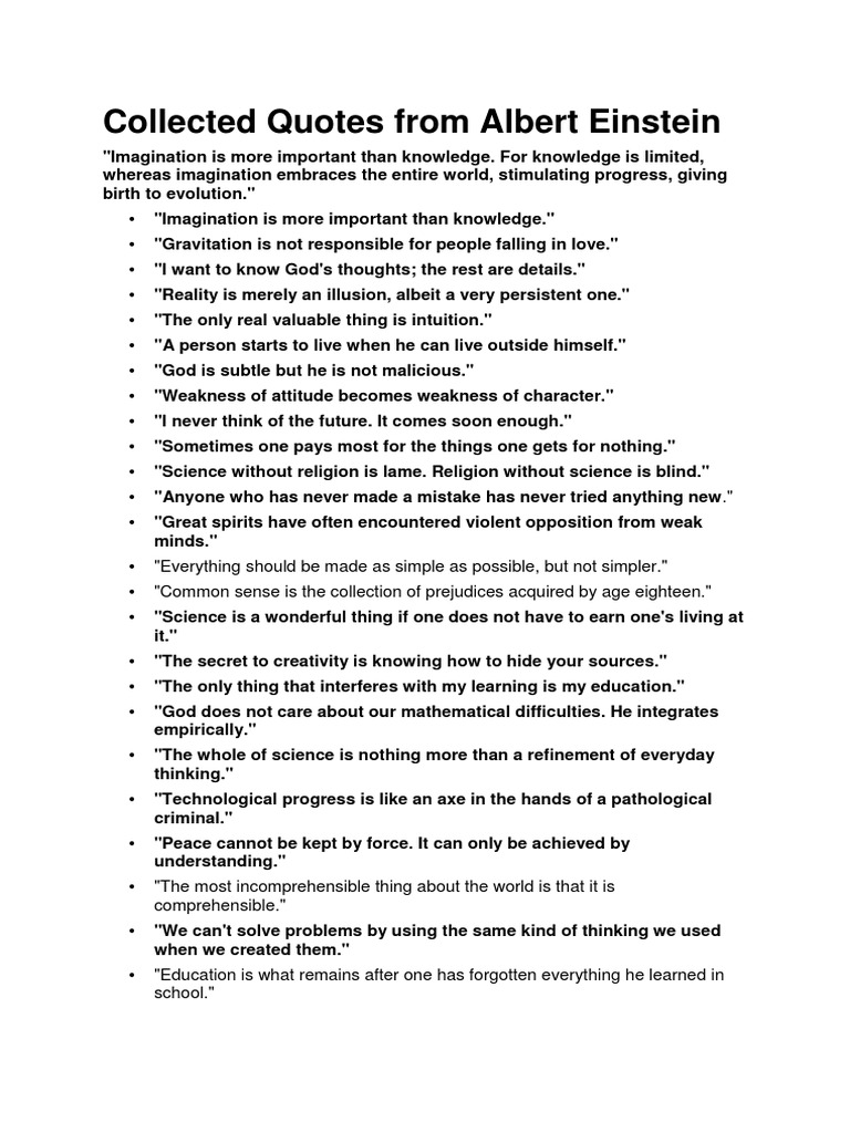 Quotes Of Einstein Pdf Imagination Equations