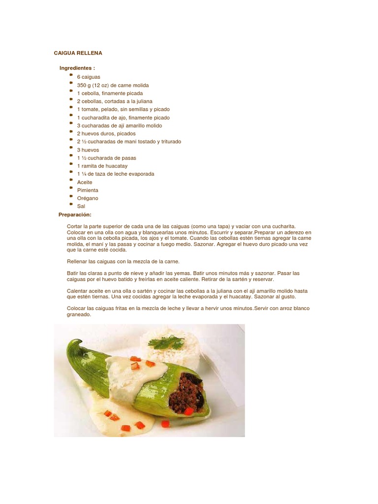 Receta de Caigua Rellena Peruana | PDF