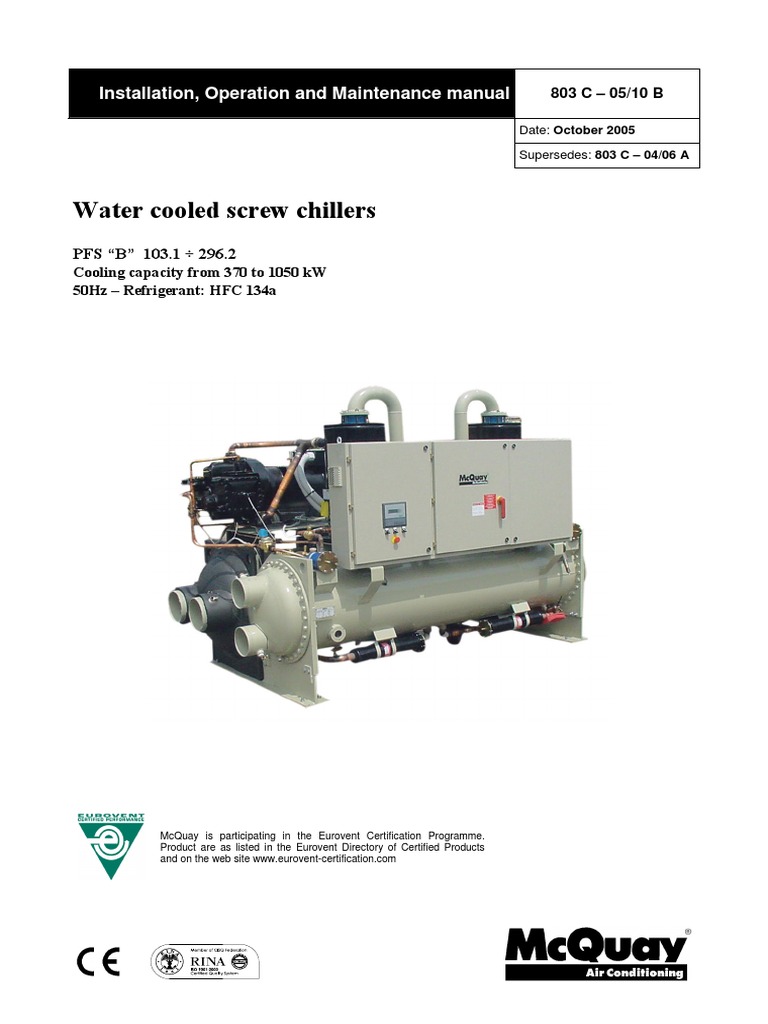 PFS Mcquay Manual 01 PDF | PDF | Heat Exchanger | Gas Compressor