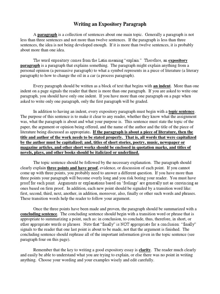 writing an expository paragraph | Paragraph | Argument