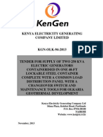 KGN OLK 94 2013 Tender for Supply of Two 250 KVA Electric Generators Containerized in One 40-Ft Lockable Steel Container Complete With a Common Load Distribution Panel