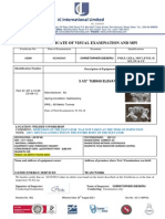 International Limited: Certificate of Visual Examination and Mpi