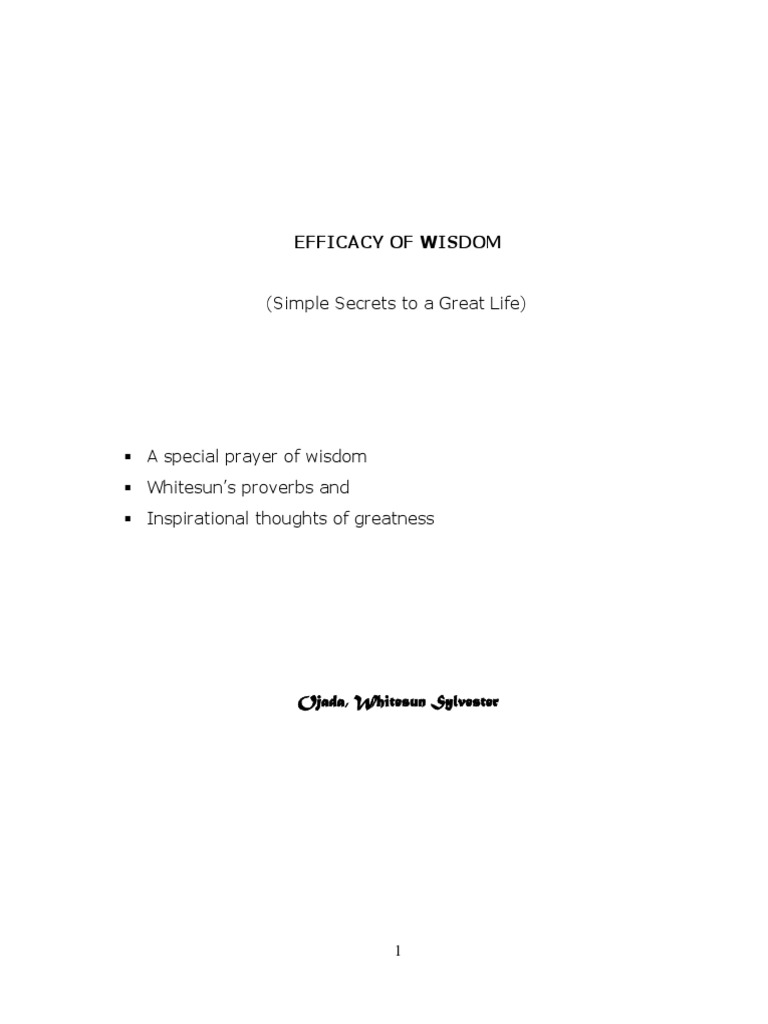Efficacy of Wisdom: Secrets to a Great Life | PDF | Wisdom | Book Of ...