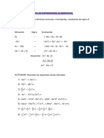 Resta de Expresiones Algebraicas PDF