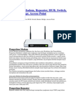 Perbedaan Modem, Repeater, HUB, Switch, Router, Bridge, Access Point