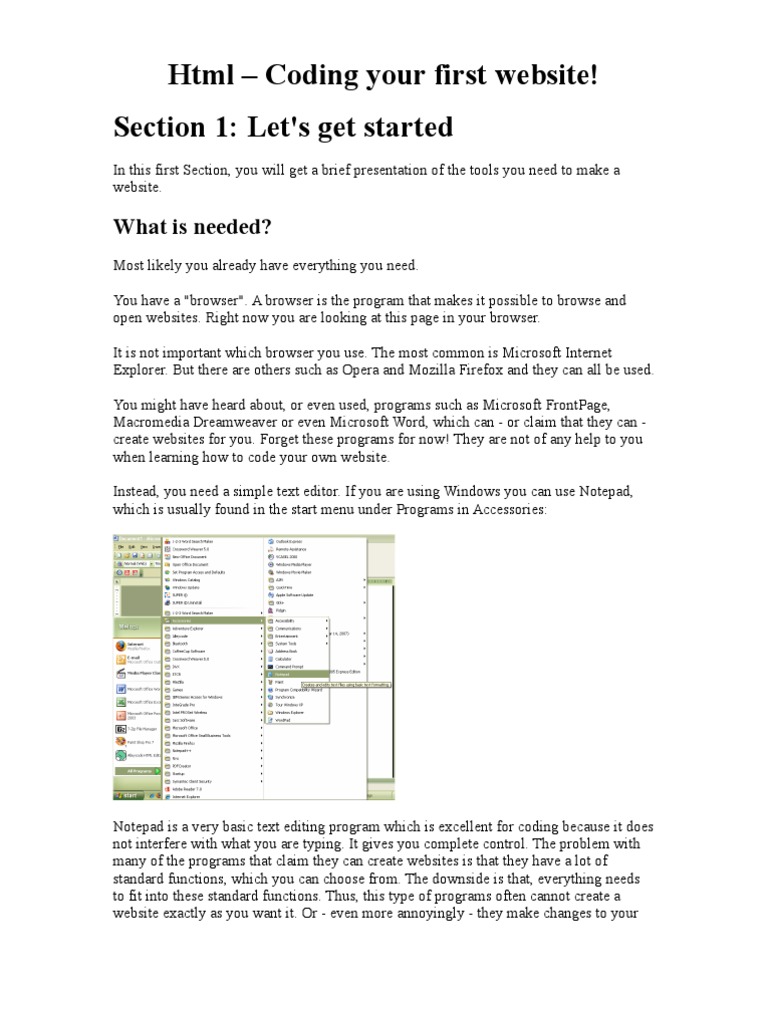 HTML - Coding Your First Website Handout | Download Free PDF ...