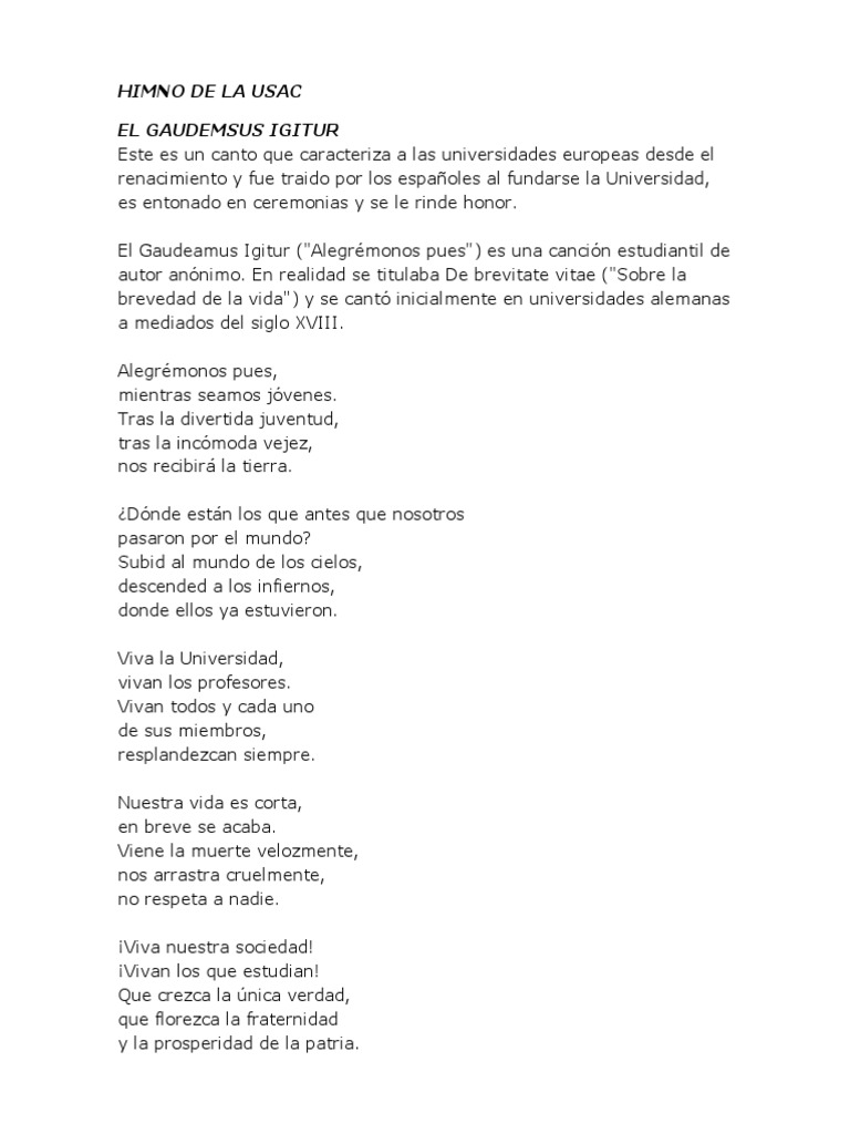 Himno de la Universidad de San Carlos | PDF
