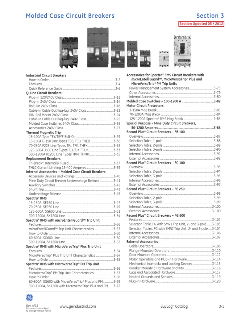 General Electric Molded Case Breakers | PDF | Fuse (Electrical