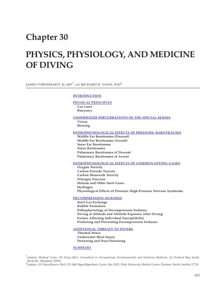 Physics, Physiology and Medicine of Diving PDF PDF