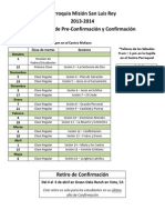 Calendario de Pre-Confirmación y Confirmación