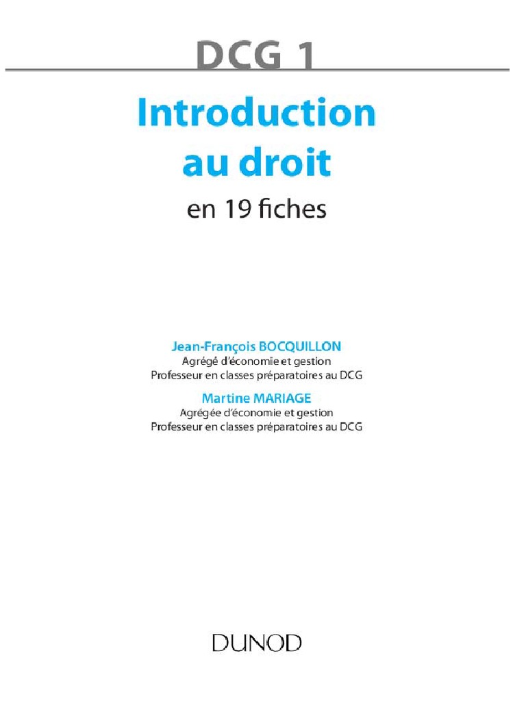 DCG 1 - Introduction Au Droit en 19 Fiches PDF | PDF | Études des ...