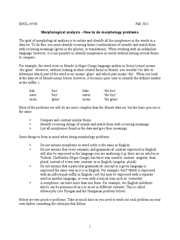 Turkish Morphological Analysis Guide | PDF | Morphology (Linguistics ...
