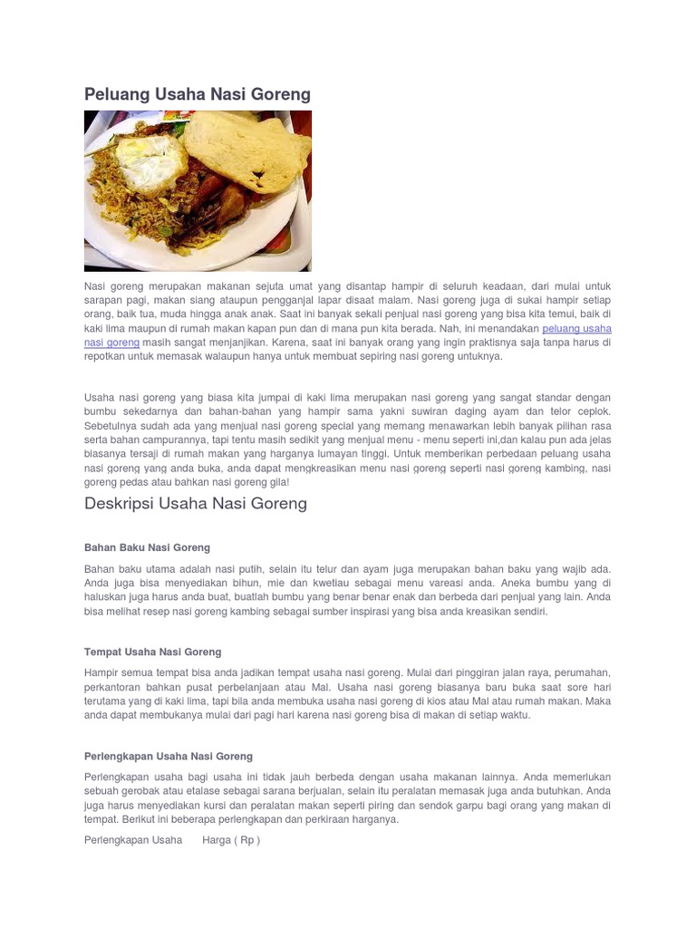 Peluang Usaha Nasi Goreng Docx