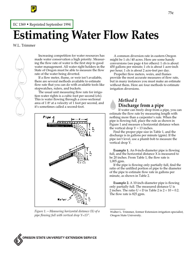 Estimating Water Flow Rates in Oregon | PDF | Discharge (Hydrology ...