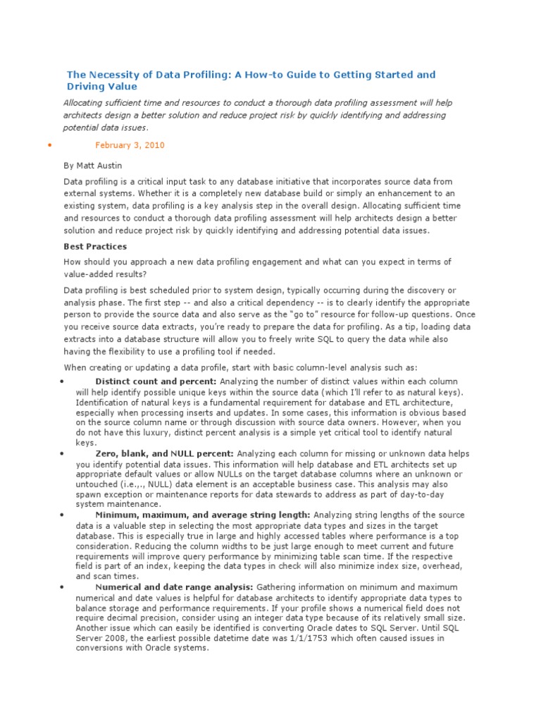 The Necessity of Data Profiling: A How-To Guide To Getting Started and ...