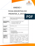 Ficha Descritiva Do PROINTER - II - 2013/2: Anexo I