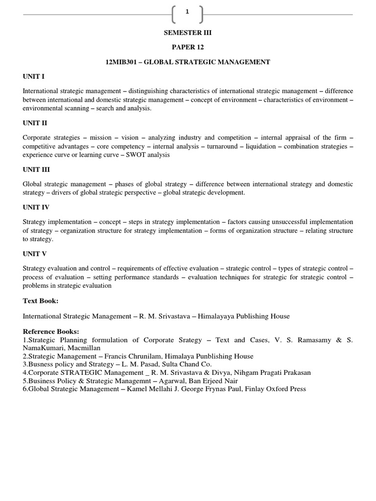 Global Strategic Management Guide | PDF | Strategic Management | Evaluation