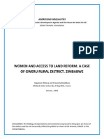 Women and Access To Land Reform. A Case of Gweru Rural District. Zimbabwe