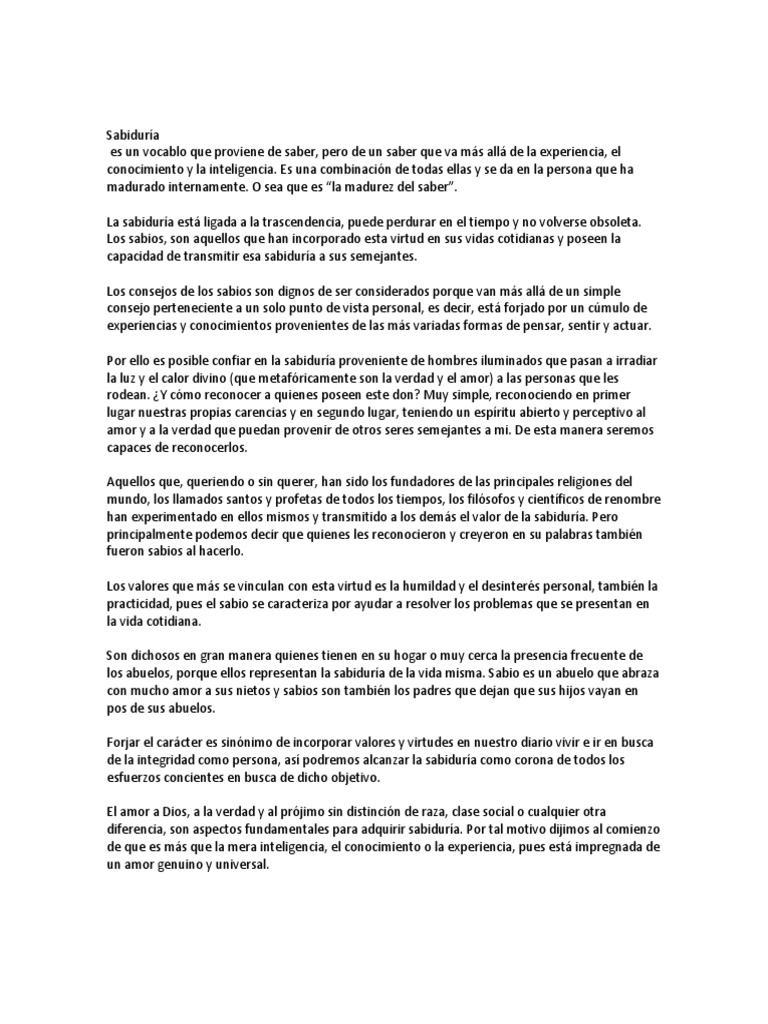 Sabiduría | PDF