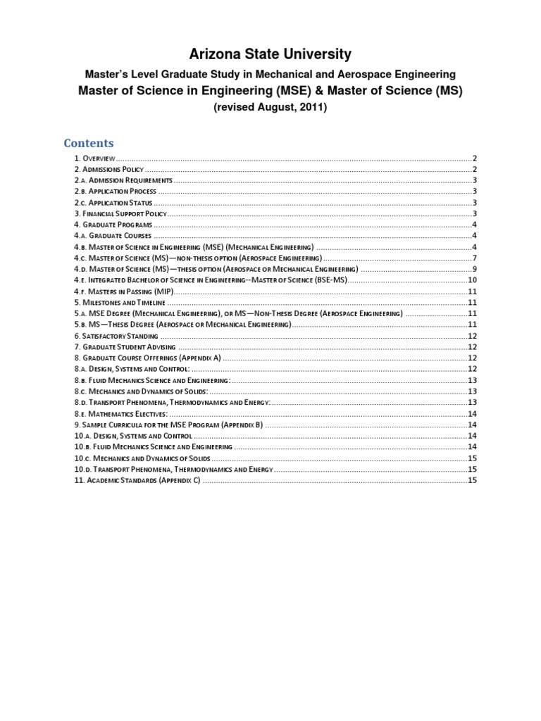 MAE Master's Student Guidelines August 12 2011 FINAL PDF | PDF | Master ...