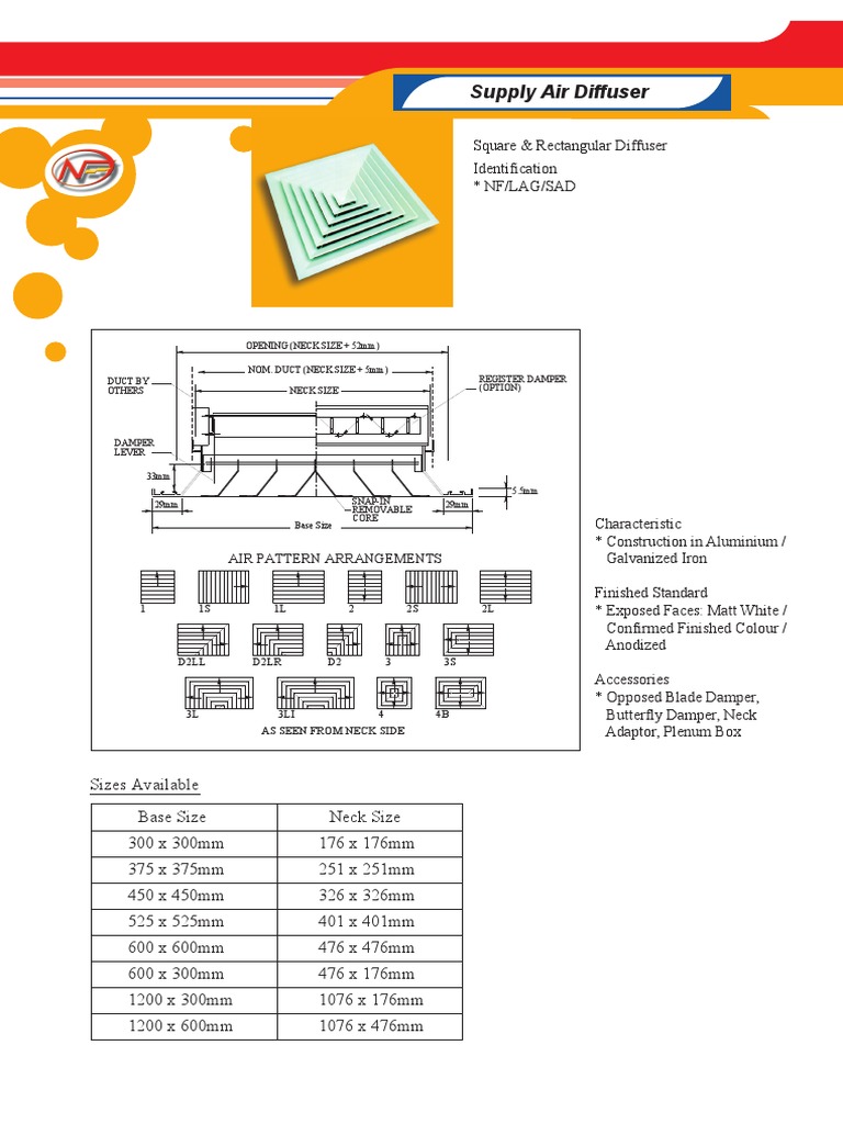 Supply Air Diffuser | PDF | Physics | Physical Quantities