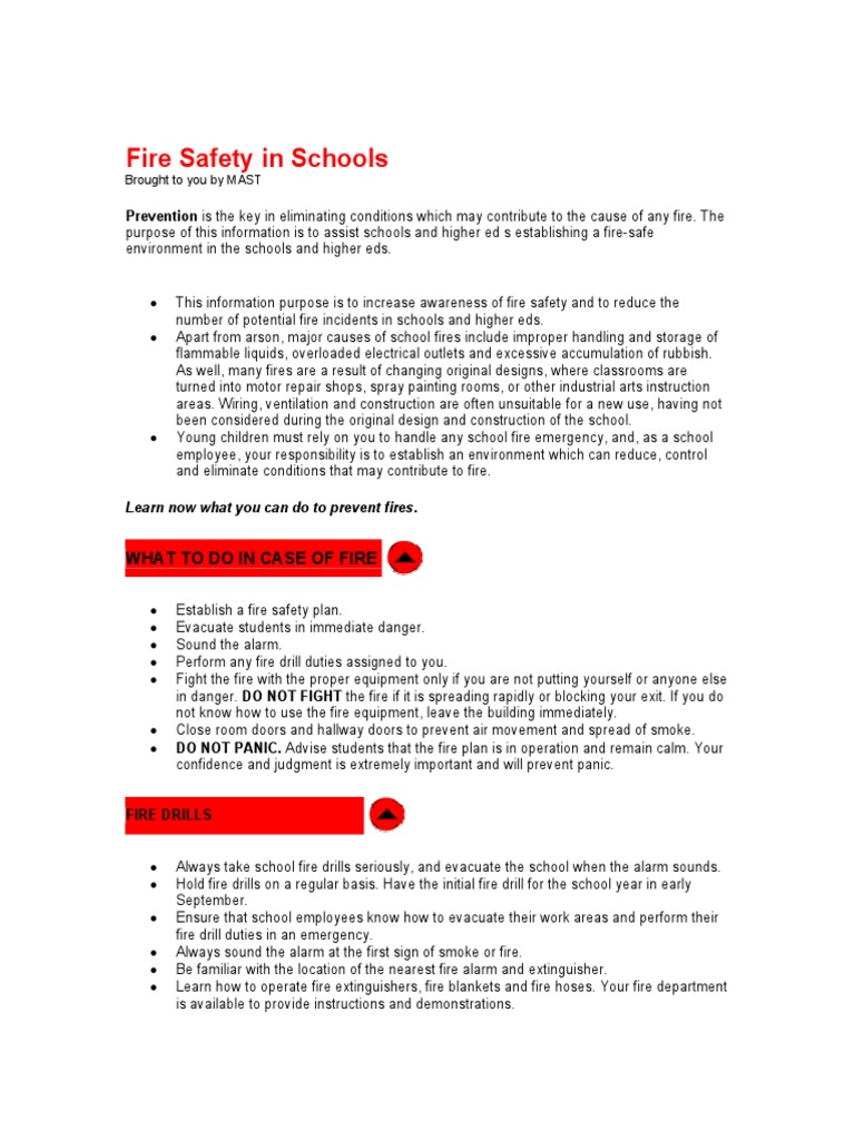 School Fire Safety Guidelines | PDF | Flammability | Ac Power Plugs And ...