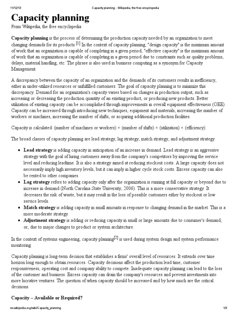 Capacity Planning - Pdfcapacity Planning | PDF | Leadership