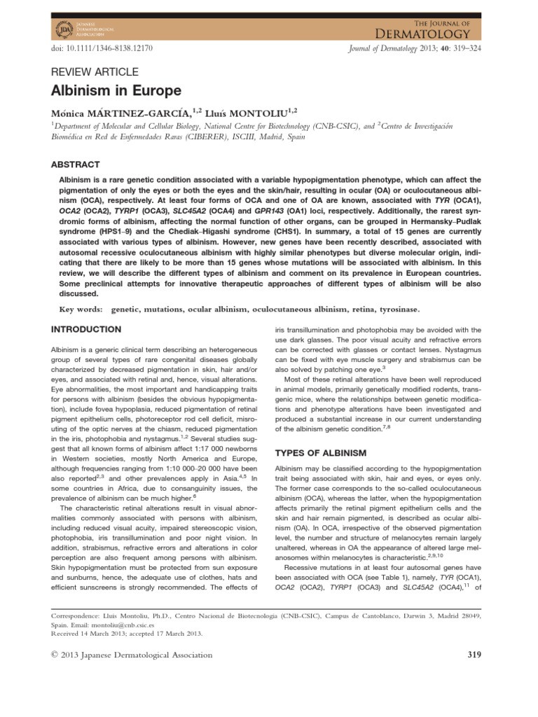 Albinism PDF | PDF | Gene | Human Skin Color