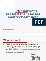 Lean Manufacturing Concepts and Tools and Quality Management