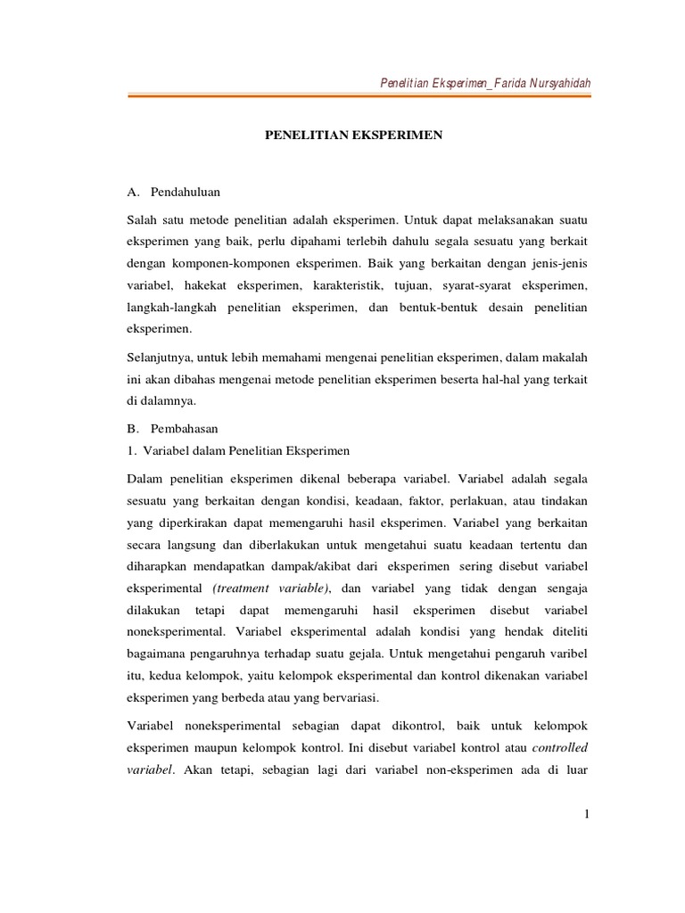 Penelitian Eksperimen Pdf