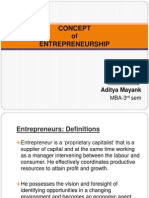 Concept of Entrepreneurship: Aditya Mayank