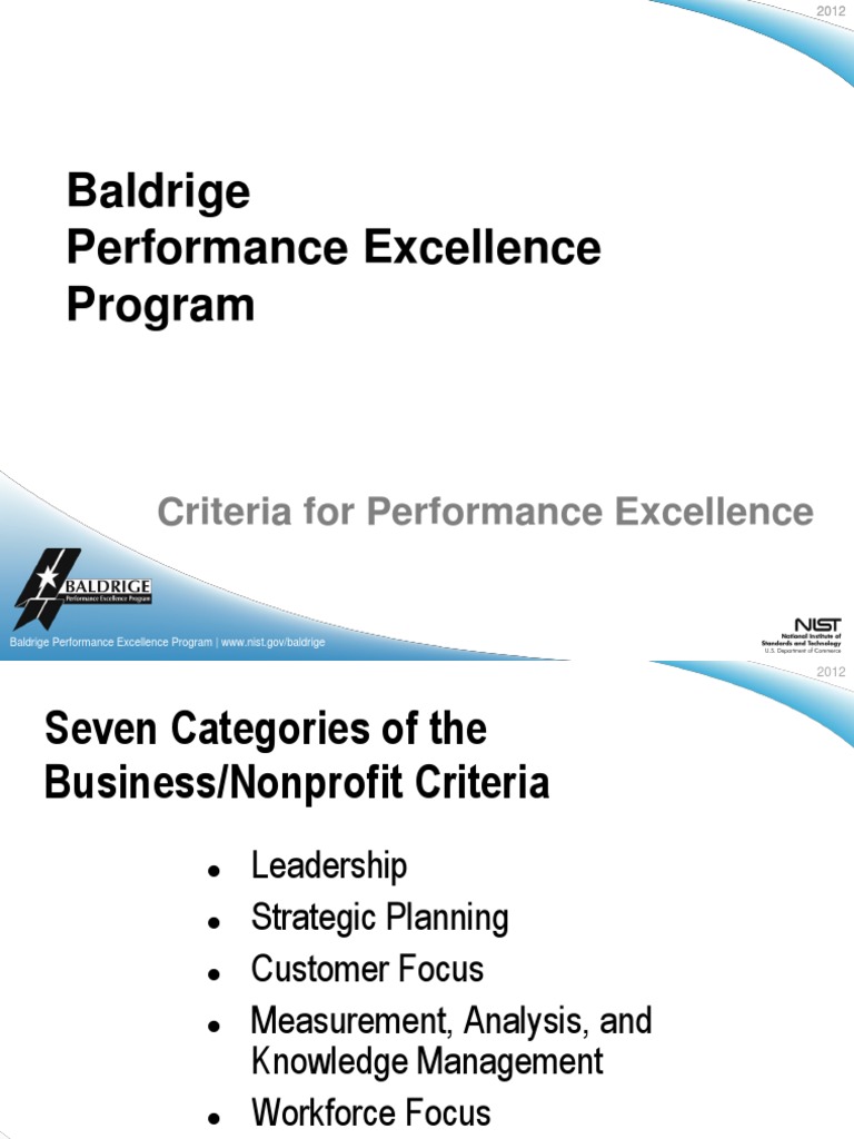 2012 Baldrige Performance Excellence Criteria | PDF | Strategic ...