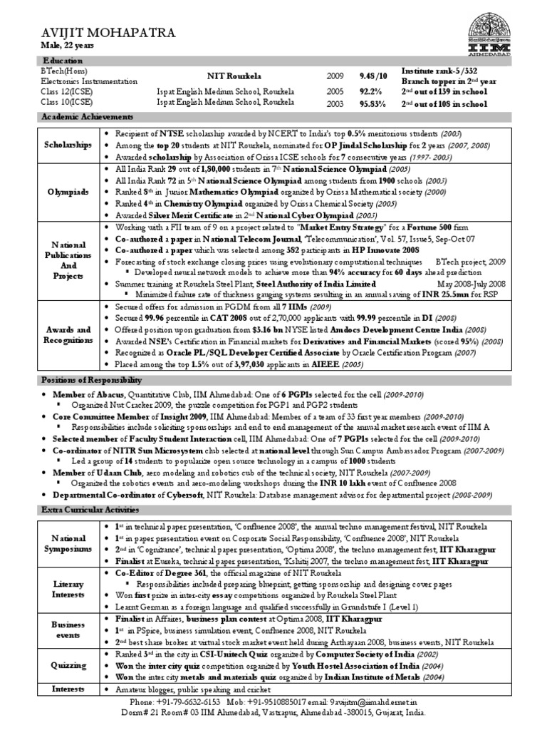 Iim Call Getter Resume PDF | PDF | Manufacturing And Engineering | Business