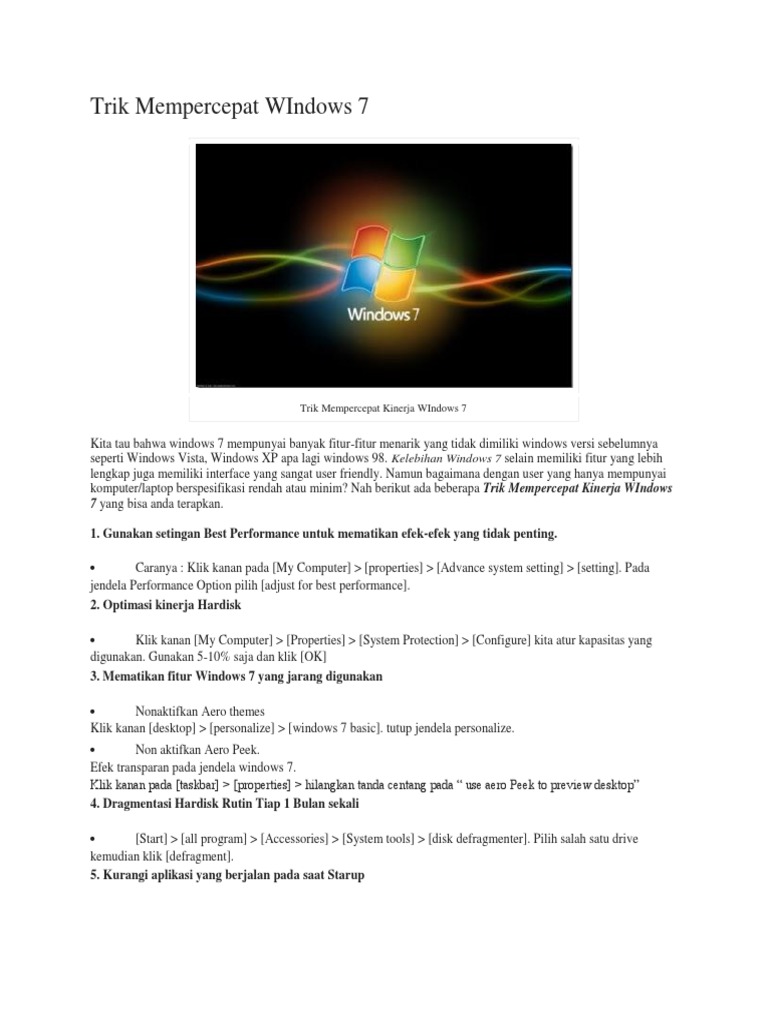Trik Mempercepat WIndows 7.docx