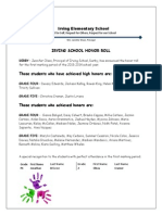 Irving Honor Roll Q1 2013