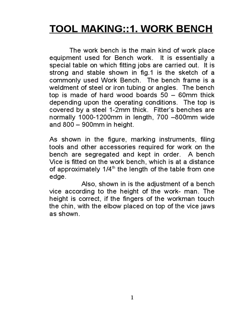 Work Bench and Vice Types Guide | PDF | Blade | Drilling