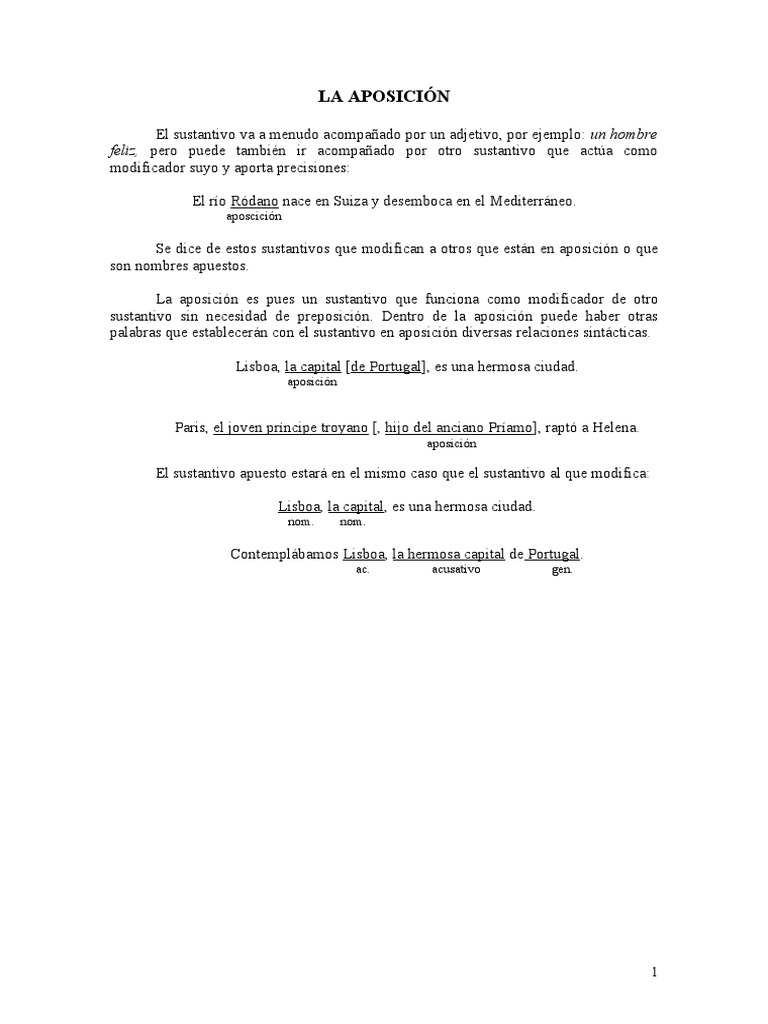 La Aposición y El Predicativo | PDF