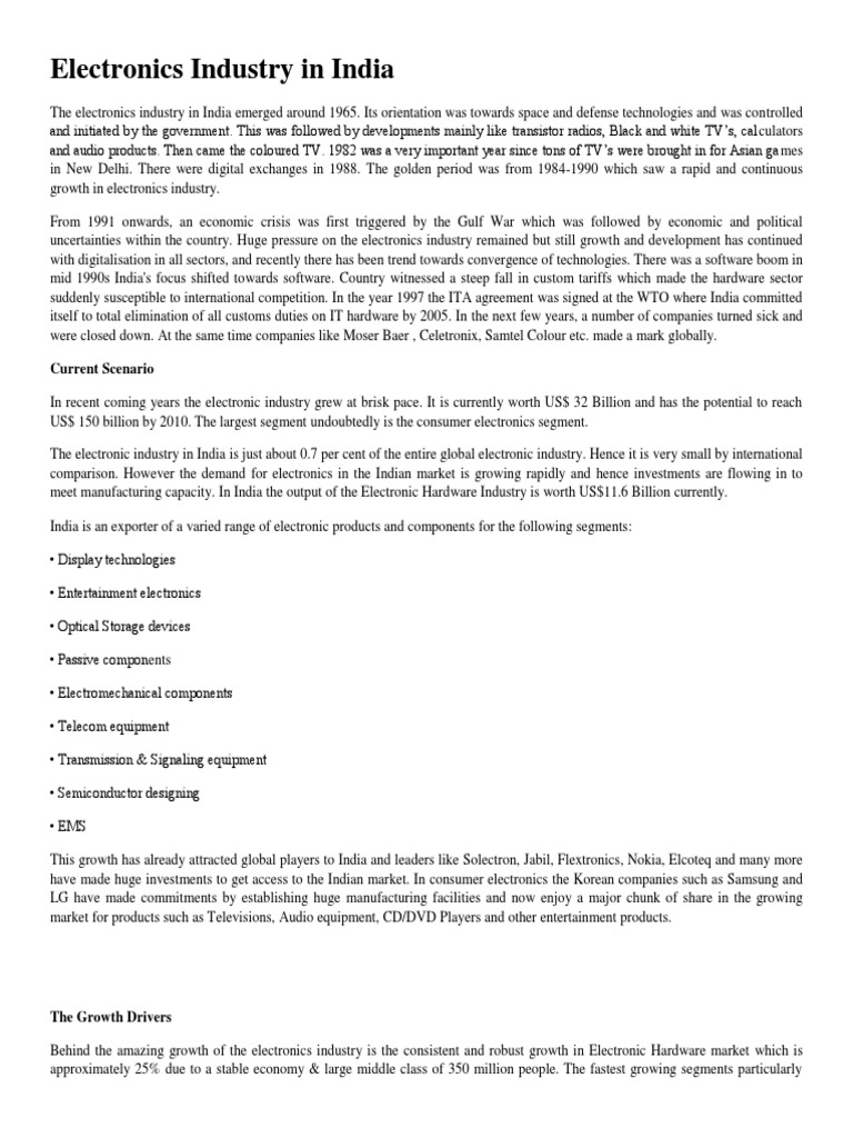 Electronics Industry | PDF | Electronics | Computing And Information