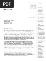 Letter Praising Brooklyn College's Commitment to Academic Freedom