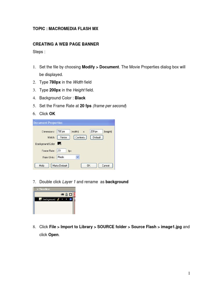 Flash MX Web Page Banner Tutorial | PDF | Adobe Flash | Frame Rate