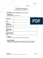 Writing Process Worksheet (Accompanies Unit 9, Page 110, E) : NAME: - DATE