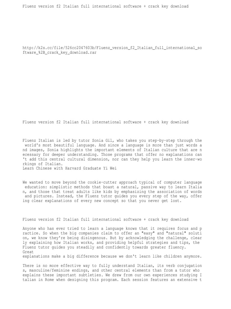Fluenz Version F2 Italian Full International Software Crack Key Download Fluency Podcast