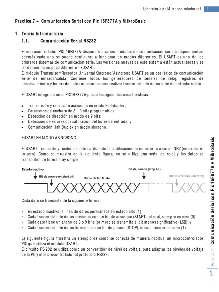 Comunicación Serial con PIC 16F877A | PDF | Microcontrolador Pic ...