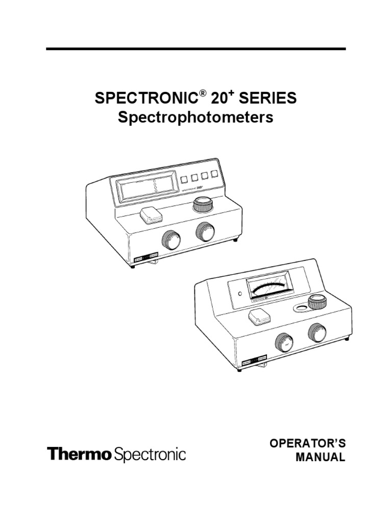Thermo Spectronic 20 Operation Manual PDF Absorbance