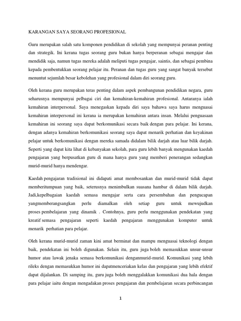 Karangan Saya Seorang Profesional Pdf