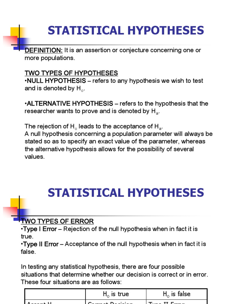 characteristics of a statistical hypothesis